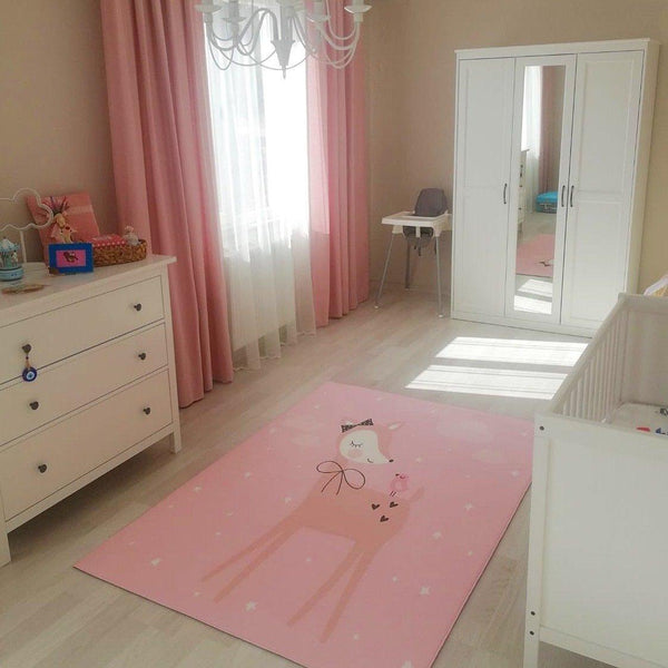 Missia Home PEMBE Zemin Kuşlu Bambi Desen Halı