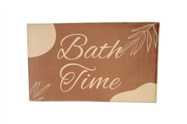 Missia Home PASPAS KAHVERENGİ Zeminli Bath Time Yazılı Desen