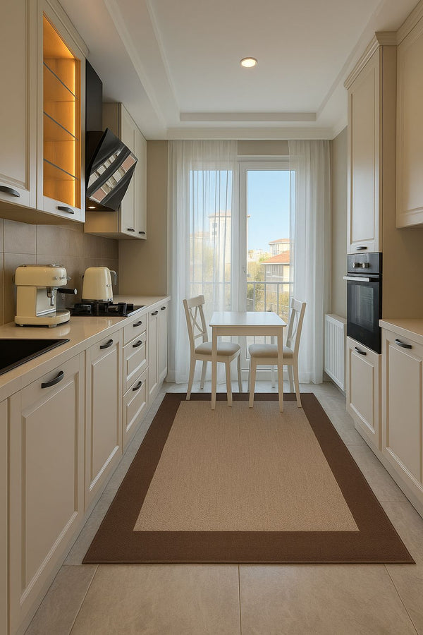 Missia Home  LİNA Desen Krem Kahve Dijital Baskı Kaymaz Taban Halı 4501