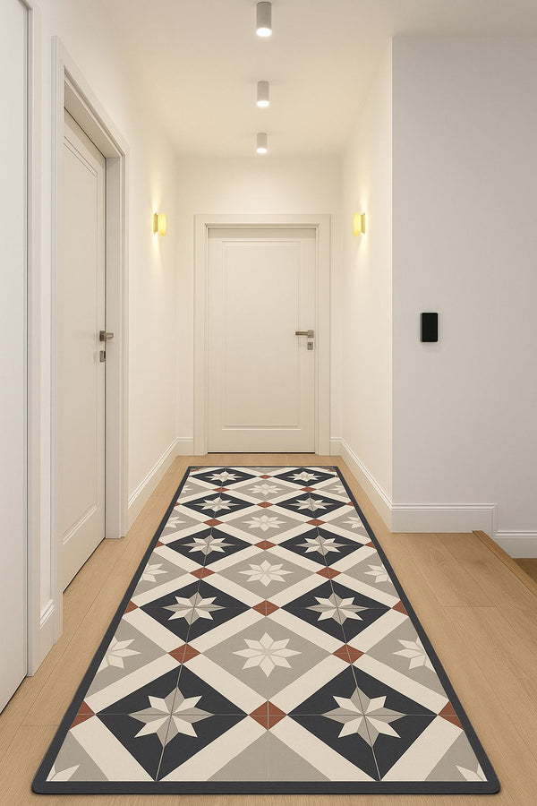 Missia Home KARO SERİSİ GRİ Baskı Kaymaz Taban Halı 6014