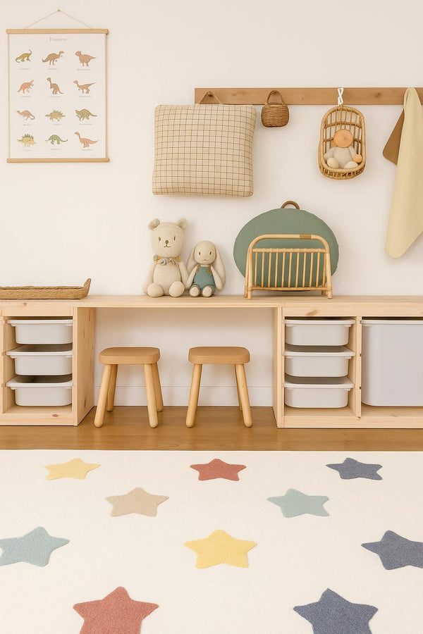 Missia Home EKRU Zeminli RENKLİ YILDIZLAR  Çocuk  Halısı