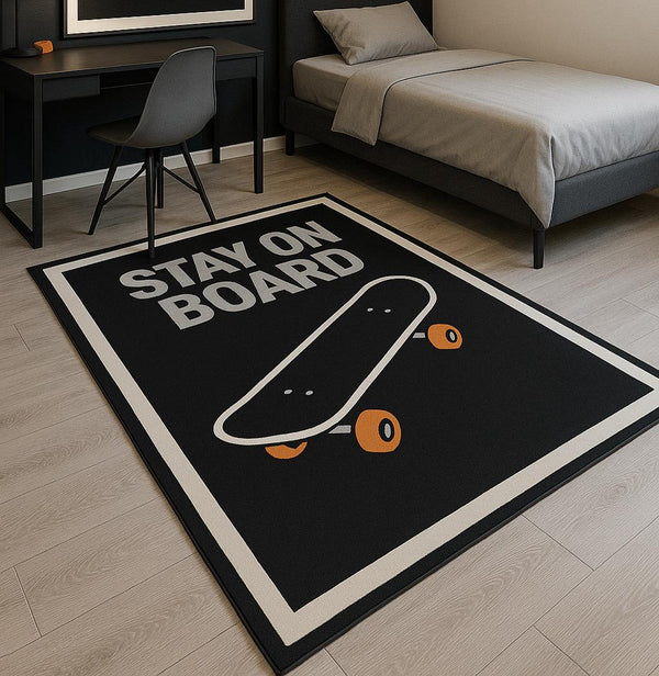 Missia Home STAY ON BOARD Siyah Desen Halı