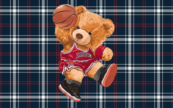 Missia Home PASPAS Teddy Bear Serisi Koyu Lacivert Zemin BASKETBOLCU Desen