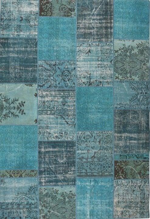 Missia Home VİNTAGE SERİSİ Turkuaz Gri PATCHWORK Desen Halı