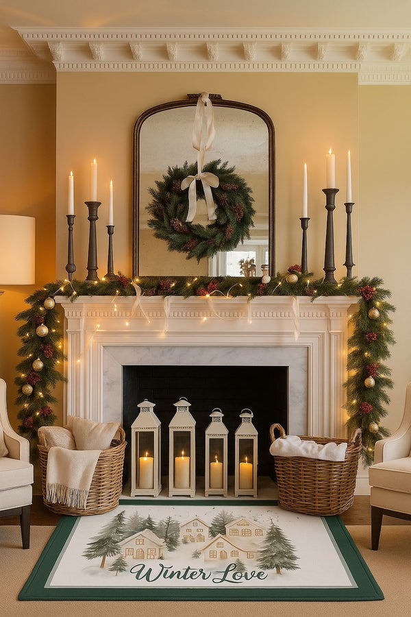 Missia Home Yeni Yıl Koleksiyonu 2026 Paspas Yeşil Winter Desen DP1011