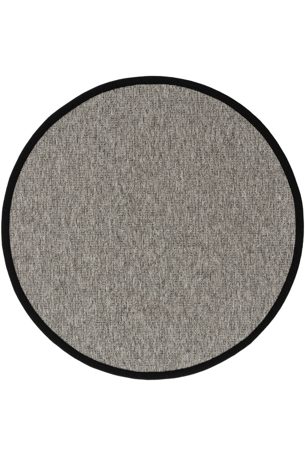 Missia Home YUVARLAK  Gri VALENSİA Model (Gri Vizon Zeminli)Siyah Linen Kenarlı SİSAL Halı