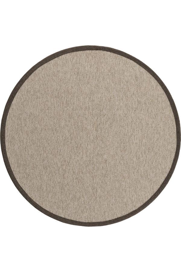 Missia Home YUVARLAK Koyu Bej Bej VALENSİA Model (Koyu Bej Bej Zeminli)Kahve Linen Kenarlı SİSAL Halı