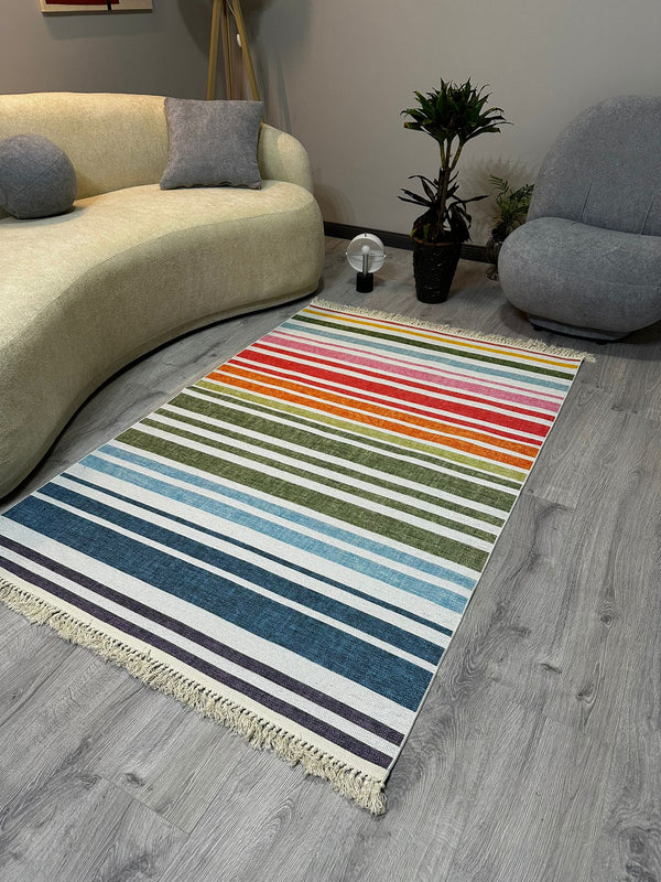Missia Home Yıkanabilir Pamuk Taban RENKLİ HALI  7024