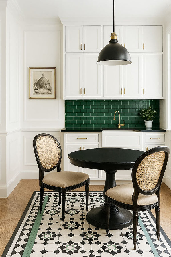 Missia Home KARO SERİSİ  Green Marvin Desen Dijital Baskı Kaymaz Taban Halı 6010