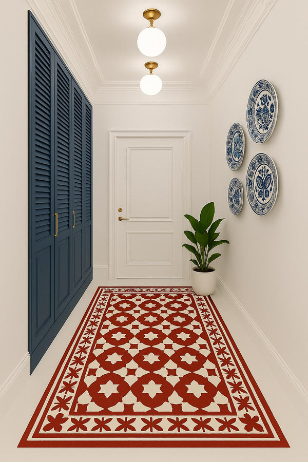 Missia Home FIRSAT FİYAT %50 İNDİRİM  3 LÜ SET 60*100 CM  KARO SERİSİ (KIRMIZI-MAVİ - SİYAH )   Dijital Baskı Kaymaz Taban  Halı 6008