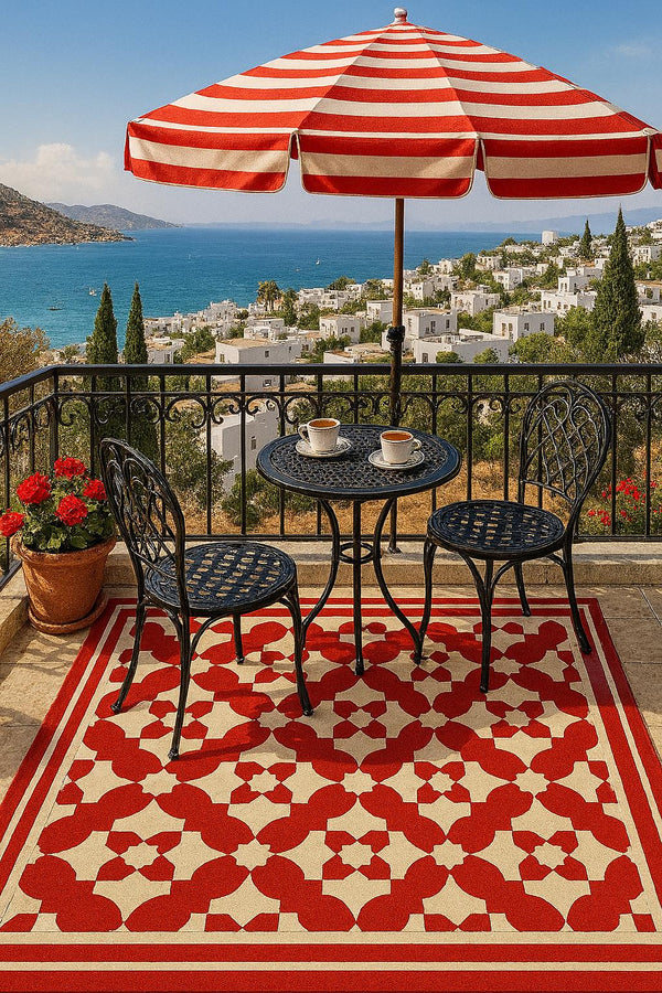 Missia Home KARO SERİSİ  Kırmızı Dijital Baskı Kaymaz Taban  Halı 6002