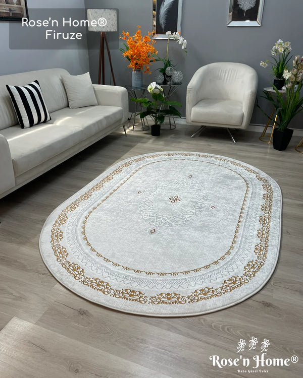 Firuze Klasik Halı Modeli, Makinede Yıkanabilir, Leke Tutmaz, Antibakteriyel Özellikli, Dijital Baskılı Ve Kaymaz Tabanlı  — Modern Ve Klasik Dekorlara Uyumlu (Kopya)
