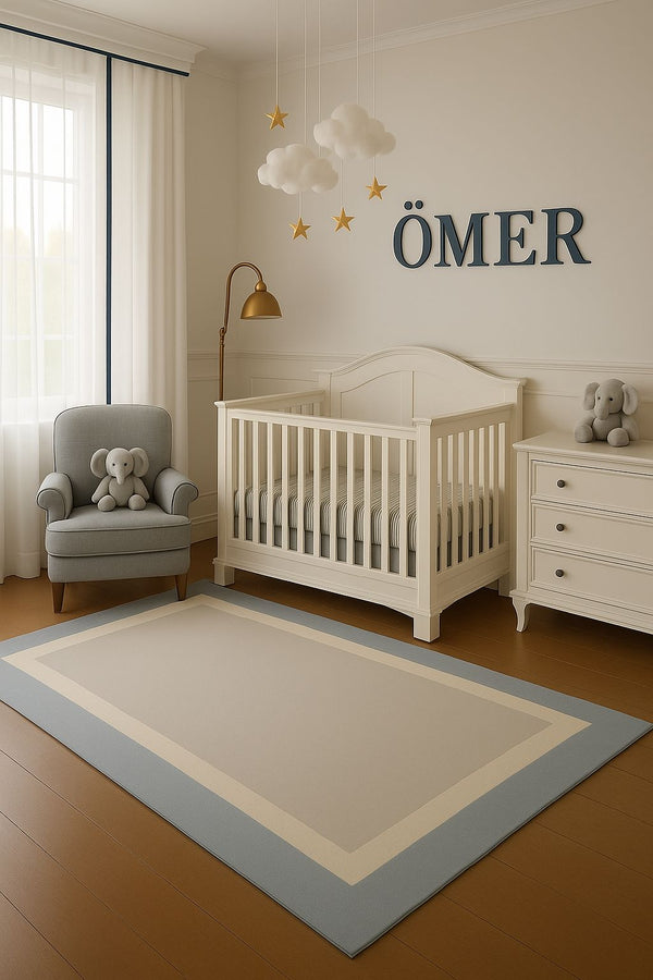 Missia Home ALMERİA Serisi Gri Mavi Desen Halı