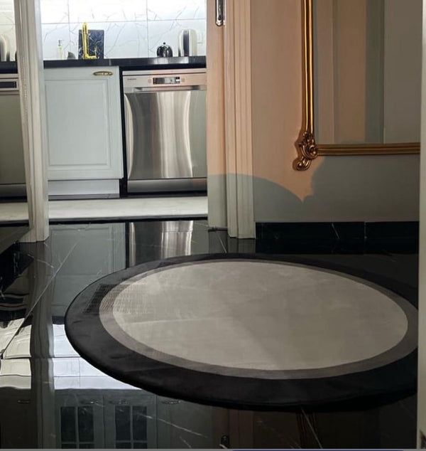 Missia Home  Gri Zemin Simya Desen Dijital Baskı Kaymaz Taban Salon Halısı