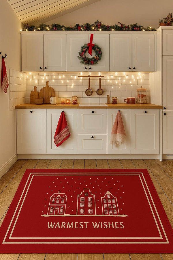 Missia Home Yeni Yıl Koleksiyonu 2026 Paspas Kırmızı Desen DP1010