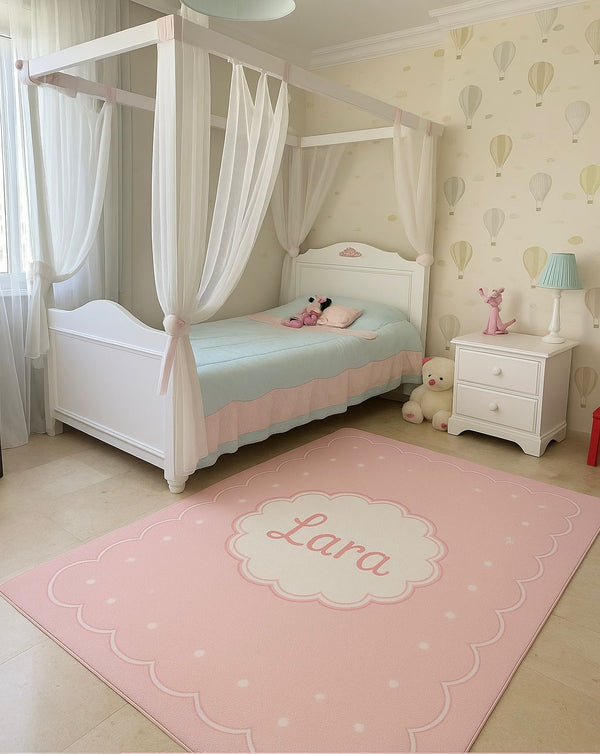 Missia Home PEMBE Zeminli İSİM YAZILI (LARA) Çocuk  Halısı