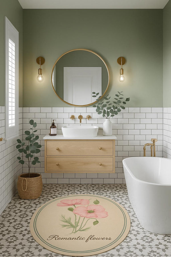 Missia Home DEKORATİF OVAL HALI  BOTANİK SERİSİ Pembe Romantik Flowers  Desen
