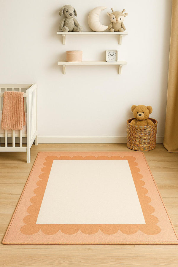 Missia Home EKRU Zeminli SOMON BULUT ÇERÇEVELİ (İsim Yazılabilir )Çocuk  Halısı